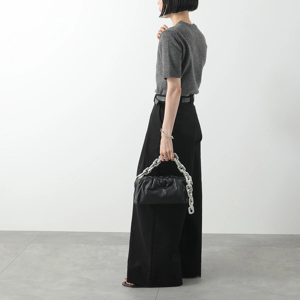 BOTTEGA VENETA The Chain Pouch Clutch handbag leather bag BLACK SILVER